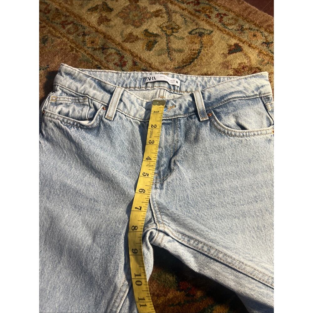 Zara Light Wash Straight Leg Cotton High Rise Jeans Y2K Streetwear Mom Sz 0 - Picture 8 of 13